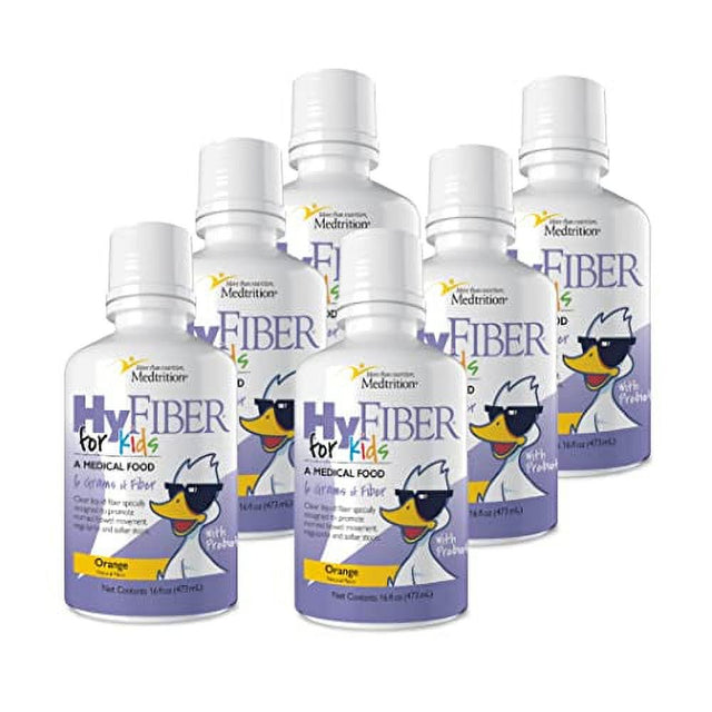 Hyfiber Liquid Fiber for Kids in Only One Tablespoon, Supports Regularity and Softer Stools, FOS Prebiotics for Gut Health, 6 Grams of Fiber, 32 Servings per Bottle (6 Bottles)