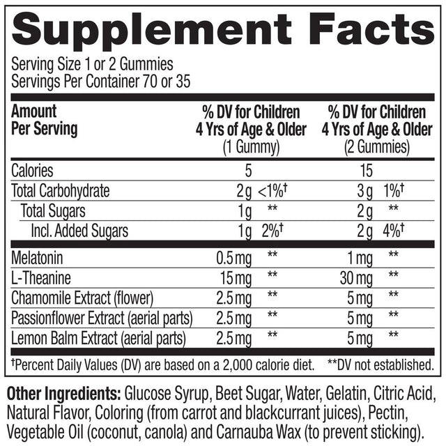 OLLY Kids Sleep Support Gummy Supplement, 0.5Mg Melatonin, L Theanine, Raspberry, 70 Ct