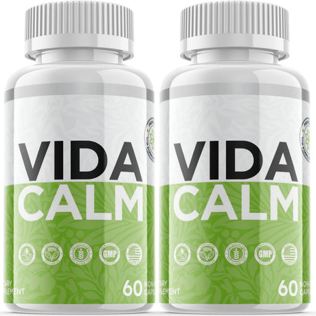 (2 Pack) Vida Calm - Dietary Supplement for Focus, Memory, Clarity, Energy, Improved Sleep, Calm and Relax Mind - Advanced Cognitive Formula for Maximum Strength - 120 Capsules