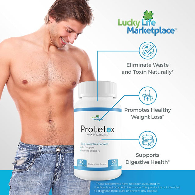 Protetox Max Probiotic - Premium Probiotic Formula - Help Reduce Gut Bloat & Support Digestive Health - Natural Immune Support - Best Probiotics for Men & Women