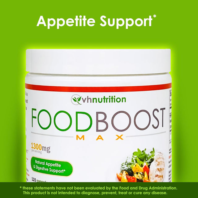 VH Nutrition | Foodboost MAX | 1300Mg Appetite Stimulant* Weight Gain Pills* for Men and Women | Formulated with Gentian, Turmuric, Fennel | 120 Capsules