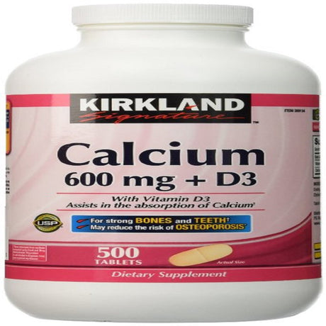 Kirkland Signature Calcium 600 Mg plus Vitamin D3 - 500 Tablets