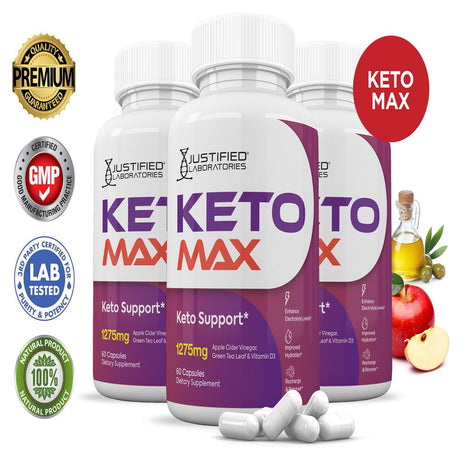 (3 Pack) Keto Max ACV Pills 1275Mg Dietary Supplement 180 Capsules