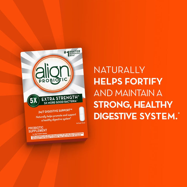 Align Probiotic Extra Strength, 5X More Good Bacteria for Digestive Health, 42 Capsules