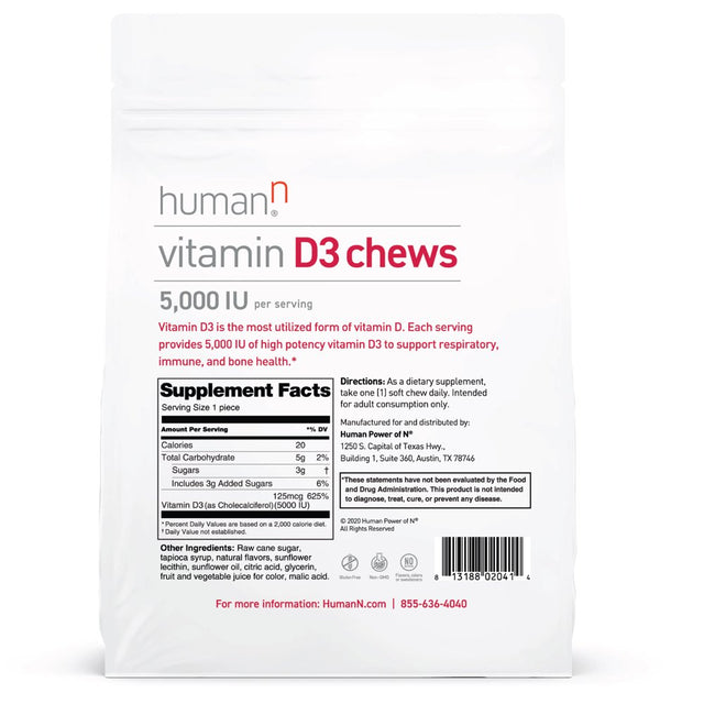 Humann Vitamin D3 Chews - Mixed Berry Flavor - 30 Count