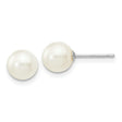 14K White Gold 6-7Mm White round FW Cultured Pearl Stud Post Earrings XW60PW