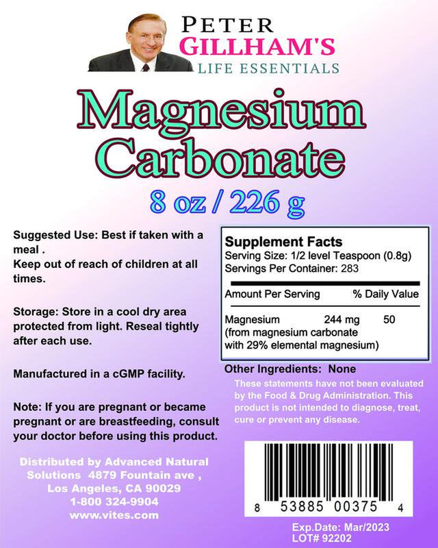 Magnesium Carbonate 8Oz Bag Peter Gillham'S Life Essentials