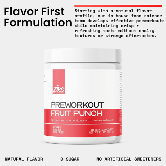 Pre Workout Powder, 40 Servings, No Creatine, Clinically Studied Patented Ingredients, Clean Caffeine Preworkout, No Sugar, No Sucralose, No Jitters, Natural Flavor, Fruit Punch