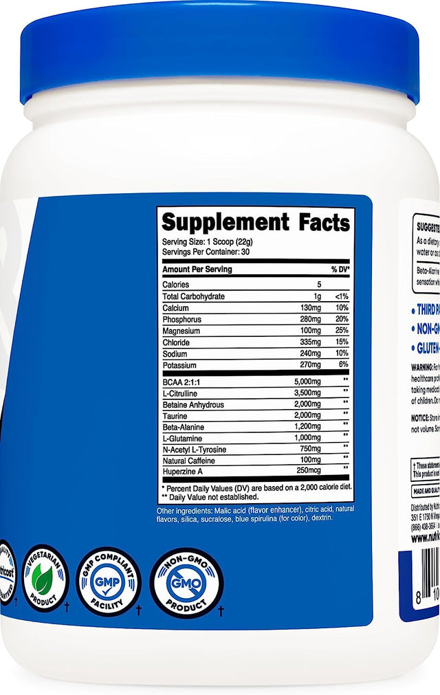 Nutricost Intra-Workout Powder, 30 Servings (Blue Raspberry) - Non-Gmo, Gluten Free, Intraworkout Supplement