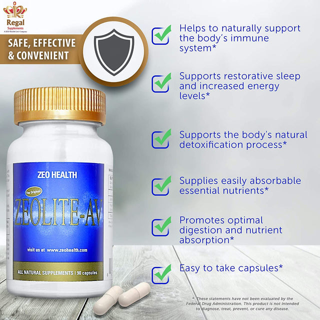 ZEOLITE–AV Capsules | Potent Immune System Booster with Humic Acid | Restore Trace Minerals, Replenish Electrolytes, & Remove Toxins | Promotes Energy, Restful Sleep, & Alleviates Brain Fog (90 Count)