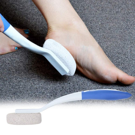 Long Handle Remove Dead Skin Cutin Foot Rasp File Foot Brush with Scrubbing Pumice Stone Foot Massage Cleaner for Wet Dry Feet Beauty Foot Care Tool