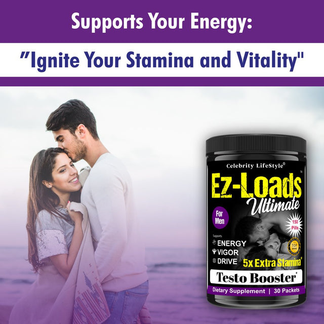 Ez-Loads Ultimate Testosterone Booster Vitamin Supplement for Men, Male Enhancing Libido Booster Vitamins 150 Count