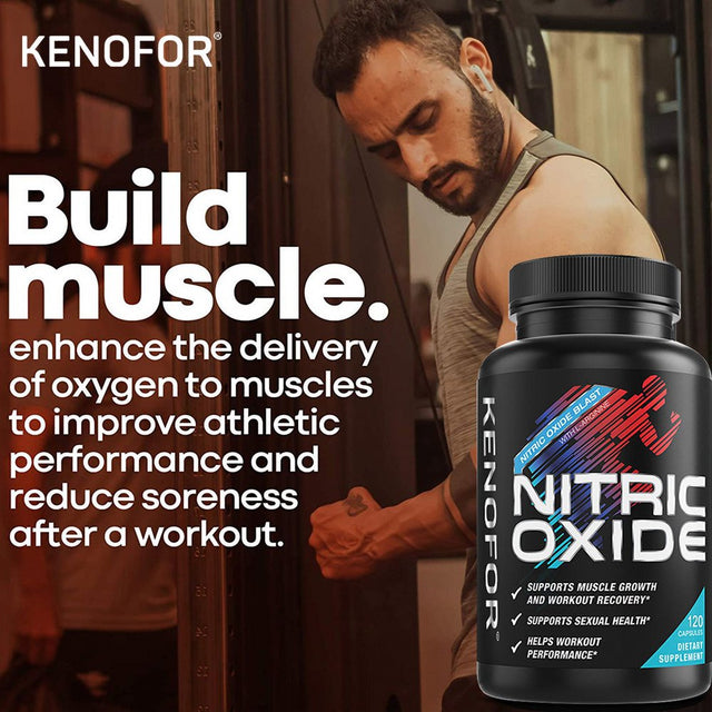 KENOFOR Ultra Strength Nitric Oxide Supplement Capsules, L-Arginine 3X Strength - Advanced Muscle Support Nitrate Booster for Increased Intensity of Strength and Energy Training