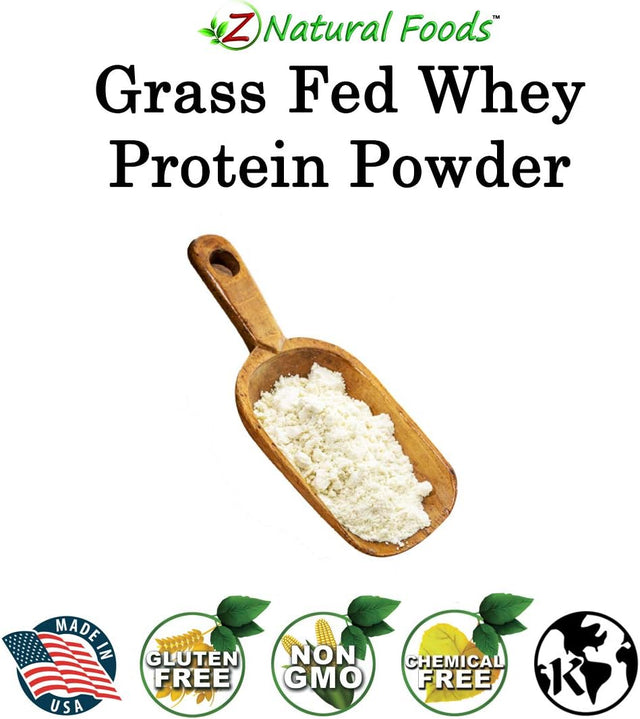 Z Natural Foods Grass-Fed Whey Protein Powder from New Zealand, Unflavoured and Undenatured Protein Powder Enriched with Vital Proteins, 100% Pure, Gluten-Free, Non-Gmo, Kosher, 1 Lb.