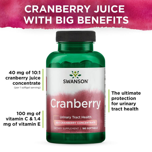 Swanson Herbal Supplement Cranberry 20:1 Concentrate Softgel 180Ct