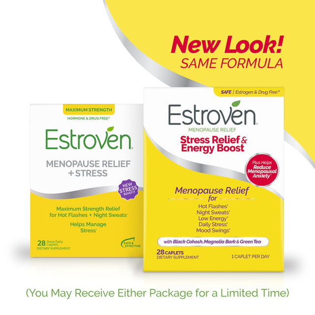 Estroven Stress Relief and Energy Boost for Menopause Relief Caplets, 28 Count