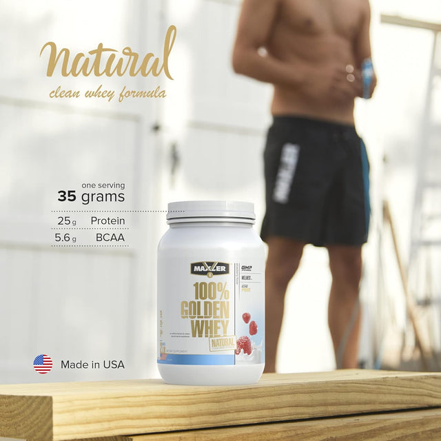 Maxler 100% Golden Whey Protein Powder - Natural Clean Whey Formula for Pre & Post Workout - Low Sugar & Low Carb Protein Powder - GMO, Gluten Free, Naturally Sweetened - Strawberry Protein Powder 2Lb