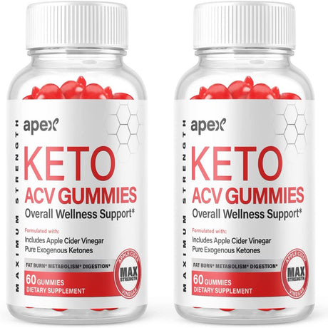 (2 Pack) Apex Keto ACV Gummies - Supplement for Weight Loss - Energy & Focus Boosting Dietary Supplements for Weight Management & Metabolism - Fat Burn - 120 Gummies