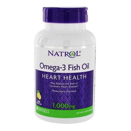 Natrol Omega 3 Fish Oil for Heart Health, Lemon Flavor 1000 Mg Softgels, 90 Ea , 2 Pack