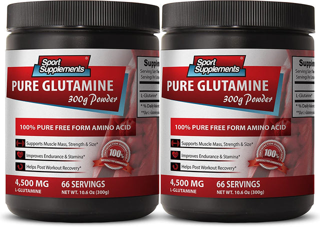 Immune Support Booster - Pure GLUTAMINE Powder 4,500MG - Energy Supplement - 2 Bottle (600G)