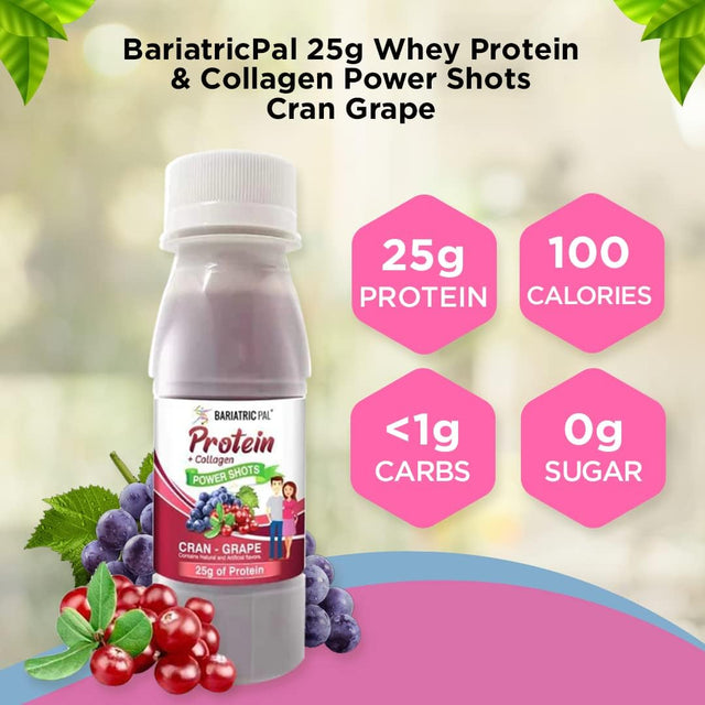 Bariatricpal Ready-To-Drink 25G Whey Protein & Collagen Power Shots - Cran Grape (12 Bottles)