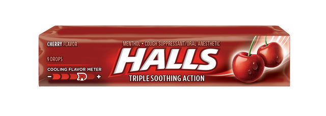 Halls Menthol Drops Honey-Lemon, 20 Packs of 9