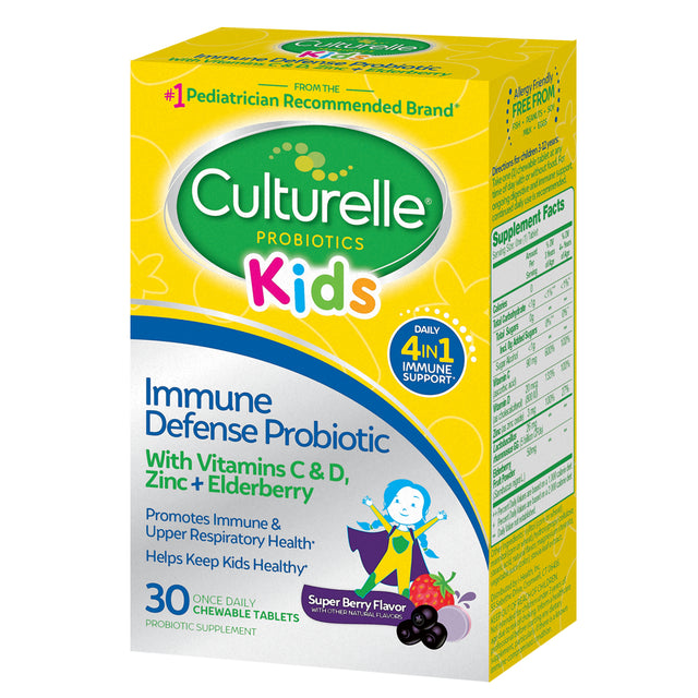 Culturelle Immune Defense Probiotic with 4-In-1 Immune Support for Kids 3+*, Mixed Berry, 30 Chewables