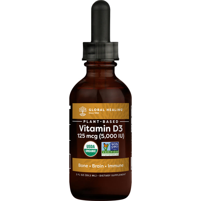 Global Healing Vitamin D3 5000 Iu Liquid Supplement for Immune Support, 2 Fl Oz