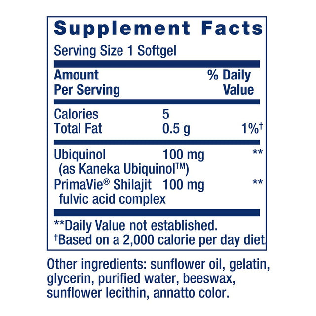 Life Extension Super Ubiquinol Coq10 with Enhanced Mitochondrial Support, Shilajit, Potent Heart Health & Cellular Energy Production Ultra-Absorbable, Gluten-No, Non-Gmo, 100Mg, 60 Softgels