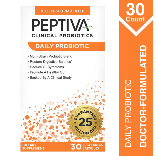 Peptiva Daily Probiotic, 25 Billion CFU, Multi-Strain Probiotics, 30 Count