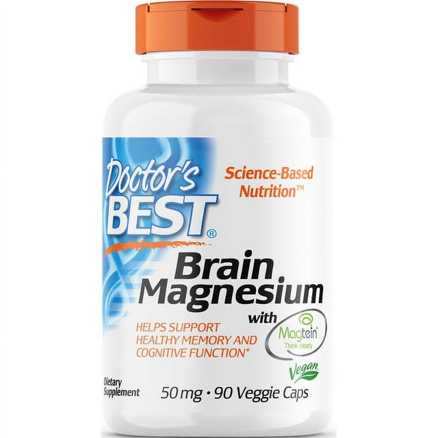 Doctor'S Best Brain Magnesium, Non-Gmo, Vegan, Gluten Free, 75 Mg, 60 Veggie Caps