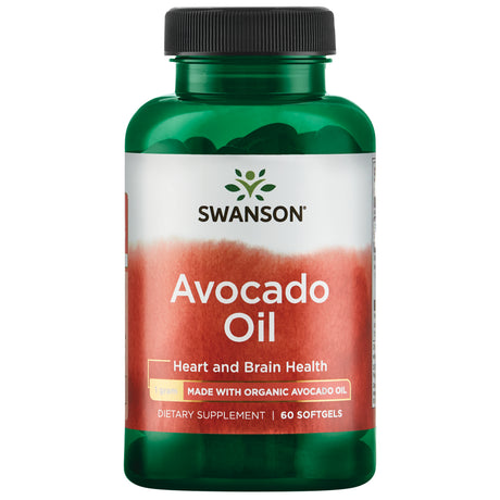 Swanson Avocado Oil - Natural Supplement Full of Essential Fatty Acids Promoting Healthy Cholesterol, Skin, and Joint Support - Made with Organic Avocado Oil - (60 Softgels, 1G Each)