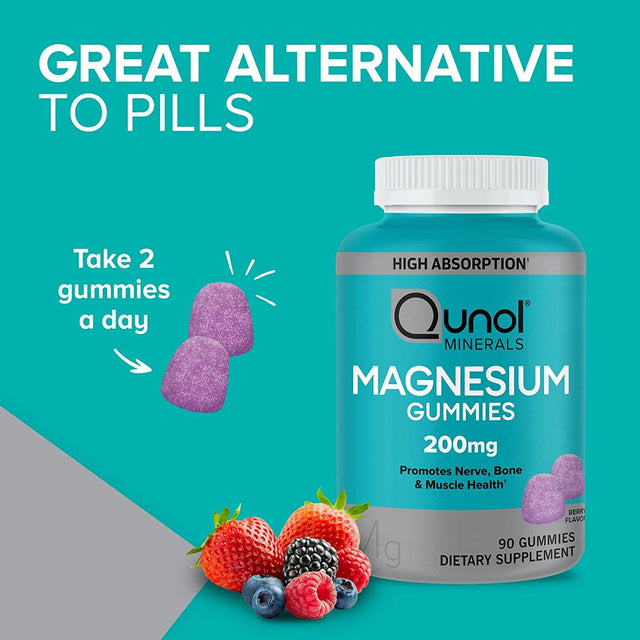 Qunol Magnesium Gummies, Berry, 100 Mg, 90 Gummies