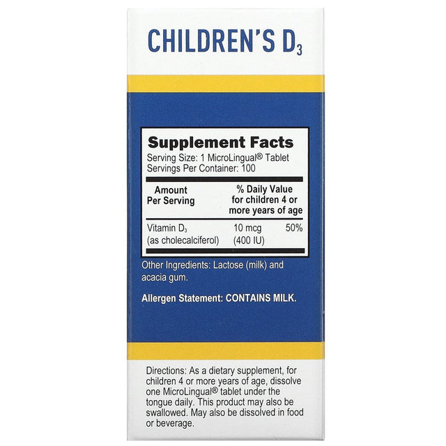 Superior Source - Children'S Vitamin D3 400 IU - 100 Quick Dissolve Tablets