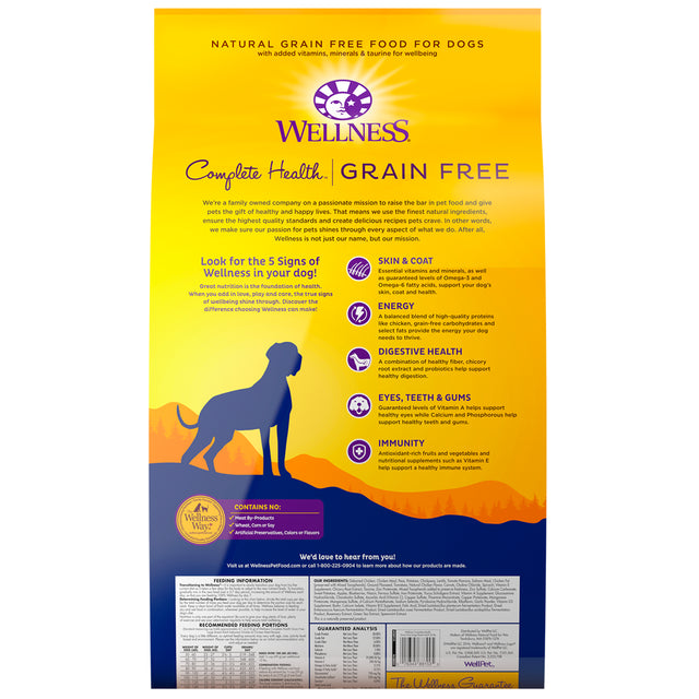 Wellness Complete Health Natural Grain Free Dry Large Breed Dog Food, Chicken, 24-Pound Bag