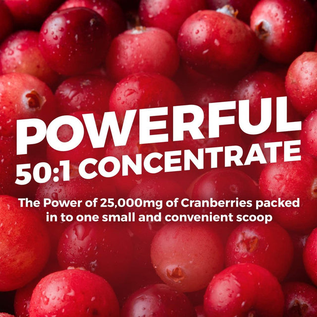 Pure Co USDA Organic Cranberry Concentrate (50:1) Powder - 500Mg Is Equivalent to 25,000Mg Fresh Cranberries - Kidney Cleanse UTI Support Vitamins - Fruit Extract Supplement - 100 Servings: No Pills