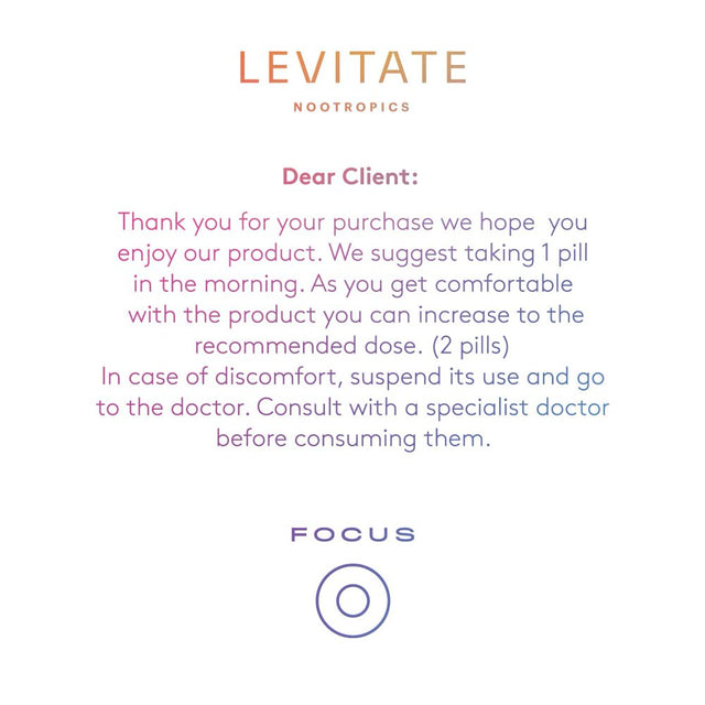 Focus Levitate Nootropics | Brain Supplement to Boost up Focus, Memory & Creativity | 60 Pills | Vegan Nootropic | Caffeine & Ginkgo Biloba