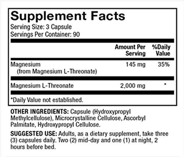 Dr. Mercola, Magnesium L-Threonate, 2,000 Mg per Serving, 90 Servings (270 Capsules)