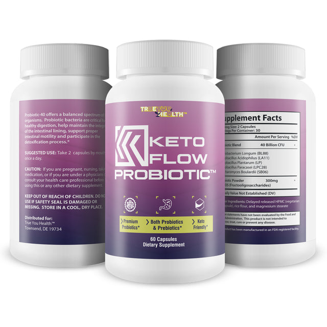 KETO FLOW PROBIOTIC - Premium Probiotics & Prebiotics - Keto Friendly Probiotic Formula - 40 Billion CFU - Promote Healthy Gut Biome - Immune Support & Digestive Support - Aid Energy & Bloating Relief