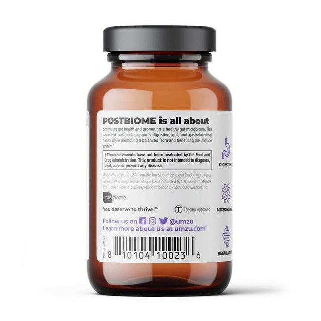 UMZU Postbiome - Postbiotic Supplement to Support Gut Health and Overall Well-Being, Formulated with Tributyrin, Optimize Gut Health - (30 Day Supply 60 Capsules)