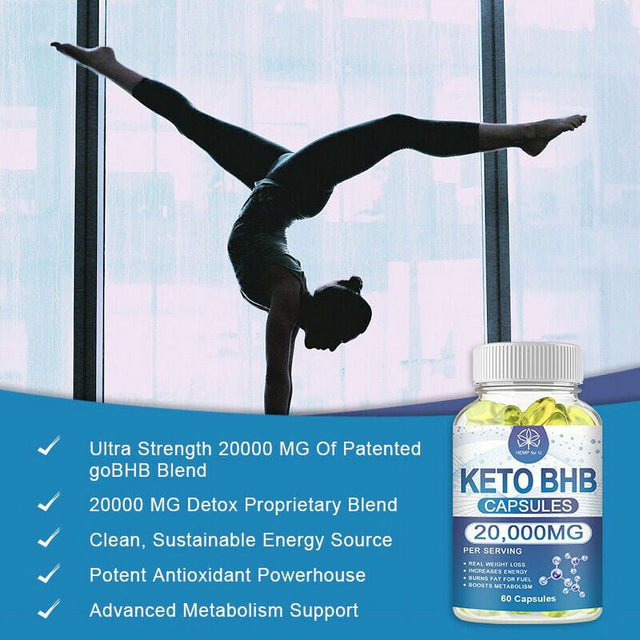 Keto Diet Pills 20,000Mg BHB Advanced Weight Loss and Ketosis Burn Boost Energy 60 Capsules