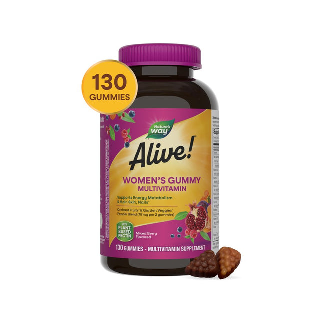 Nature'S Way Alive! Women'S Gummy Multivitamins, B-Vitamins, Mixed Berry Flavored, 130 Count