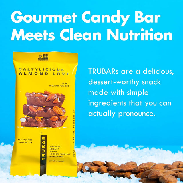 TRUBAR Vegan Protein Bars - Soy Free, Dairy Free, Gluten Free Protein Bars - No Sugar Alcohols - Non-Gmo - 12G of Protein - Saltylicious Almond Love - 12 Count