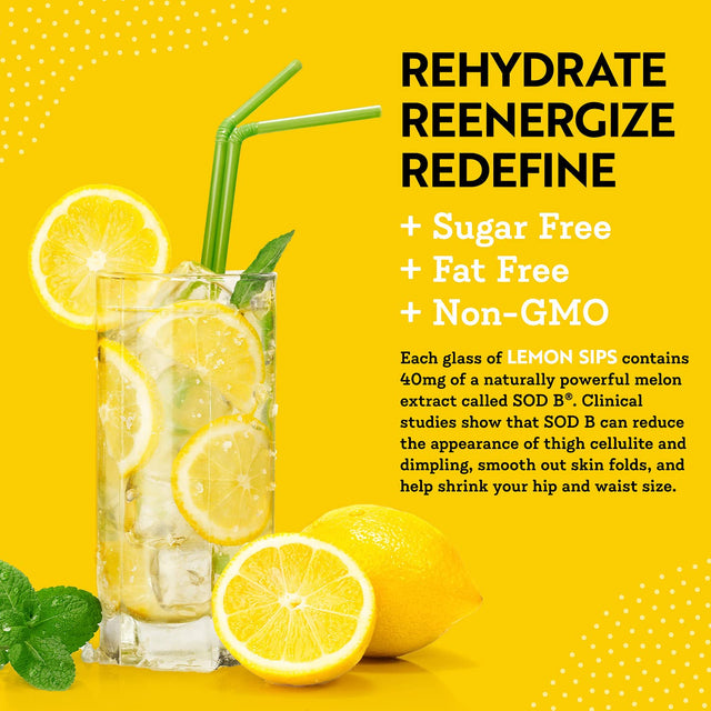 Dr. Kellyann Lemon Sips, Diet Citrus Drink Mix (21 Servings) Rehydrate, Detox, Revitalize, Sugar Free, Fat Free, Non GMO, Reduces Cellulite, Hydrates and Firms Skin (Lemon)