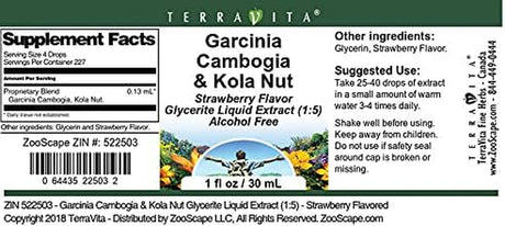 Terravita Garcinia Cambogia & Kola Nut Glycerite Liquid Extract (1:5) - Strawberry Flavored (1 Oz, ZIN: 522503)