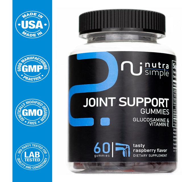 Joint Support Gummies Extra Strength Glucosamine & Vitamin E, Natural Flexibility & Joint Support Supplement - Best Cartilage & Immune Health Support for Women & Men - 60 Gummies