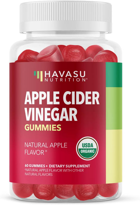 Organic Apple Cider Vinegar Gummies Detox | the Mother Enzyme | ACV Gummy Supplement for Metabolism to Help Support Digestion and Cleanse Gut | 60 Vegan and Non-Gmo, Naturally-Flavored Apple Gummies