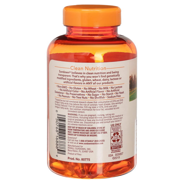 Sundown Naturals Fish Oil 1200 Mg with Natural Omega-3 Softgels 90 Soft Gels - (Pack of 2)