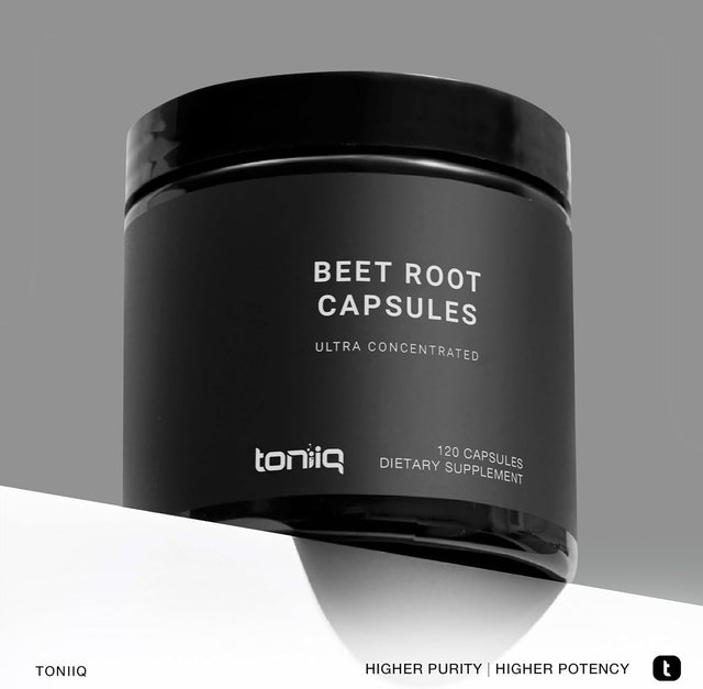 Toniiq 28,000Mg 20X Concentrated Extract Beet Root Capsules - Natural Nitric Oxide Booster - Highly Concentrated and Bioavailable - Third-Party Tested Beets Supplements - 120 Veggie Caps -60 Servings