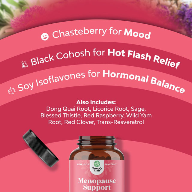 Complete Herbal Menopause Supplement for Women - Multibenefit Menopause Relief Hormone Balance for Women for Night Sweats Mood and More with Dong Quai Vitex Chaste Berry and Black Cohosh - 25 Servings